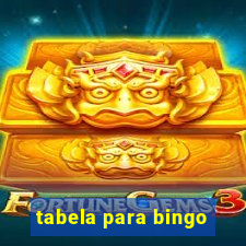 tabela para bingo